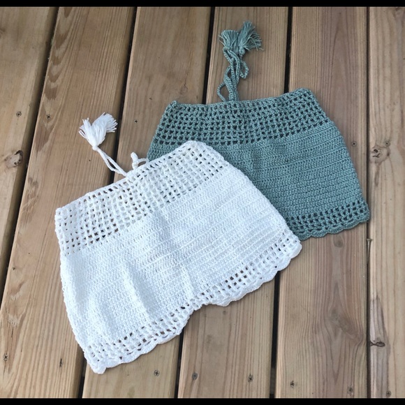 NWT S fern green lace front crochet bikini shorts - Picture 6 of 16